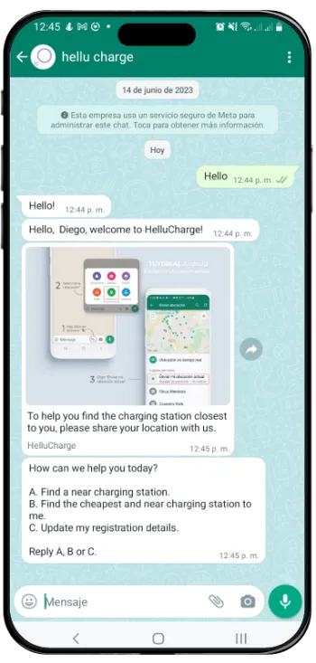 Screenshot de Whatsapp de recarga